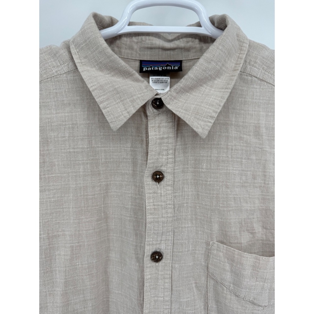 Patagonia Beige Linen-Texture Button-Down Shirt